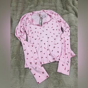 Skims Soft Lounge Cherry Print Henley Top